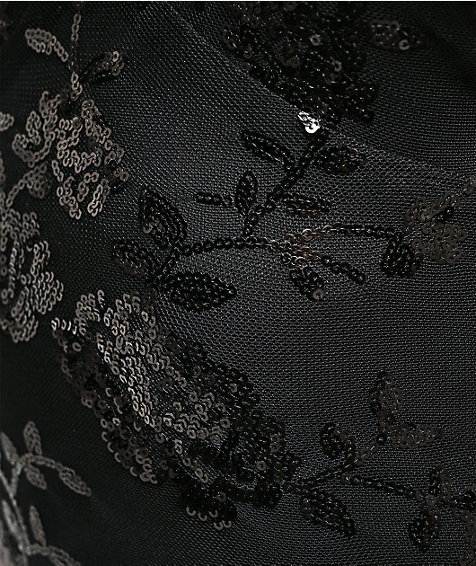 Lovesome Sequin Tie Back Black Dress