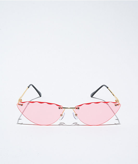 Lucy Pink Frameless Cateye Sunglasses 