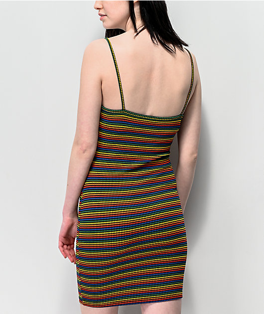 black dress with rainbow stripe