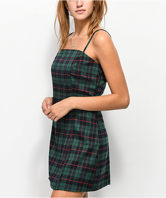 navy and green plaid dress