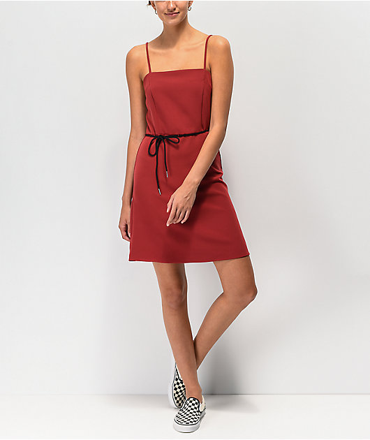 Lunachix Red Shoelace Belt Mini Dress