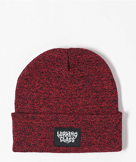 Lurking Class By Sketchy Tank Box Logo Marbled Red & Black Beanie