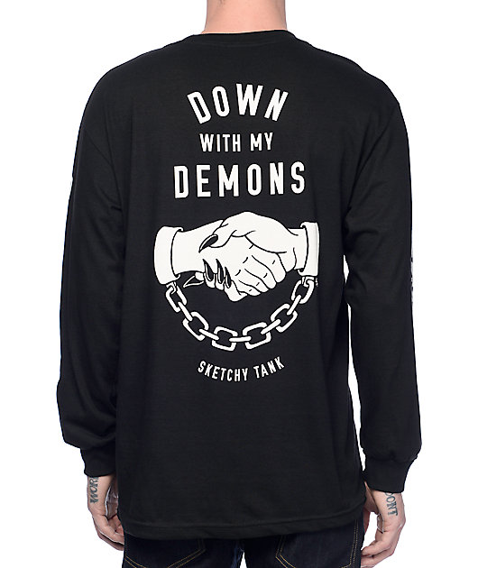 Lurking Class By Sketchy Tank Down Black Long Sleeve T-Shirt
