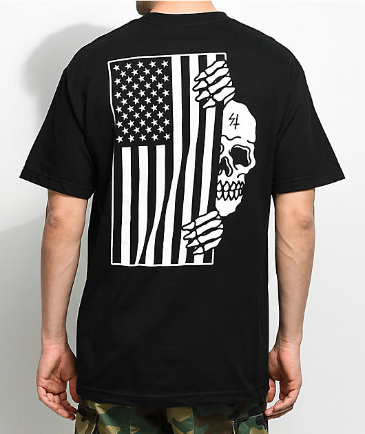 Lurking Class By Sketchy Tank Flag Black T-Shirt