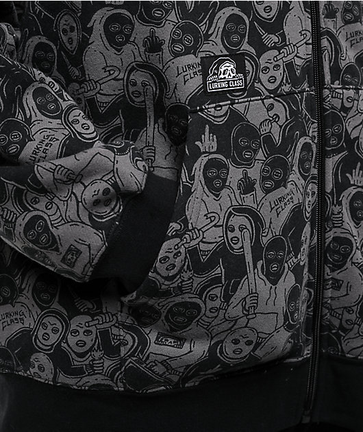 Lurking Class By Sketchy Tank Mob Grey & Black Zip Hoodie