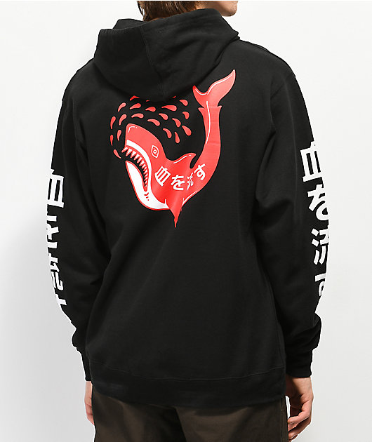 sketchy tank shark red hoodie