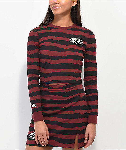 Lurking Class By Sketchy Tank Terror Eyes Red & Black Long Sleeve Crop T-Shirt