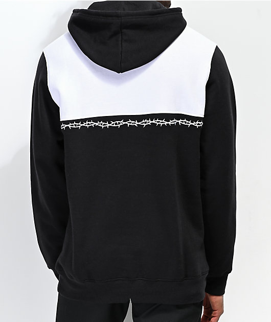 black white split hoodie