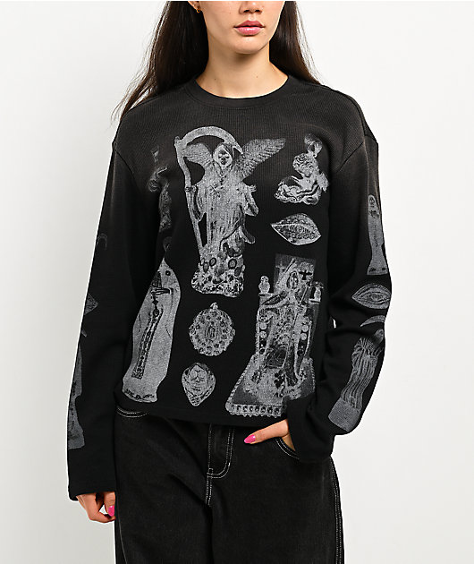 Lurking Class by Sketchy Tank Altar Black Wash Thermal Long Sleeve T-Shirt