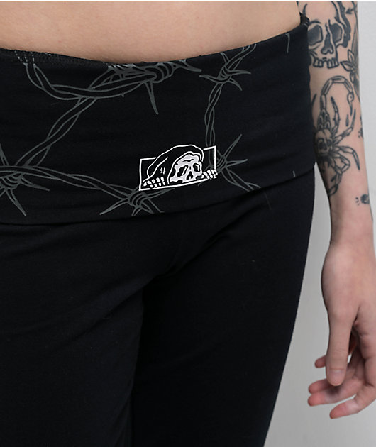 Lurking Class by Sketchy Tank Barbed Black Foldover Flare Pants