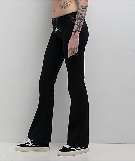 Lurking Class by Sketchy Tank Barbed Black Foldover Flare Pants