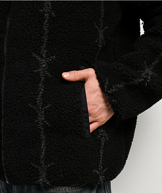 Lurking Class by Sketchy Tank Barbed Black Sherpa Zip Hoodie