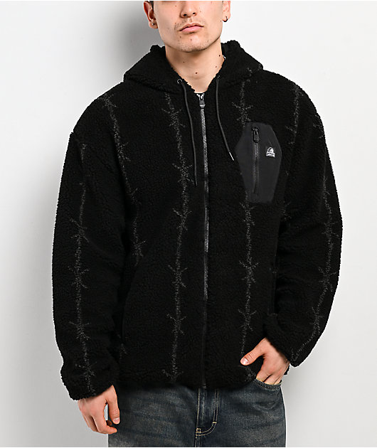 Lurking Class by Sketchy Tank Barbed Black Sherpa Zip Hoodie | Zumiez