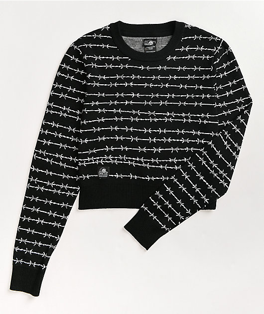 black and white crew neck sweater