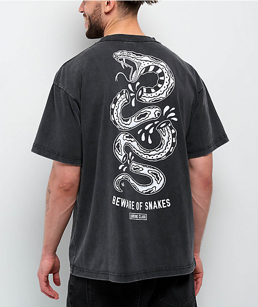 Lurking Class by Sketchy Tank Beware Of Snakes Black Wash T-Shirt