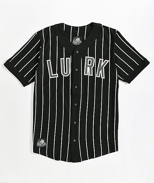 Lurking Class by Sketchy Tank Black & White Pinstripe Baseball Jersey