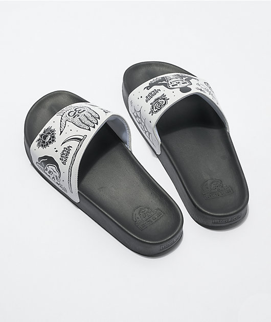 Lurking Class by Sketchy Tank Black & White Slide Sandals
