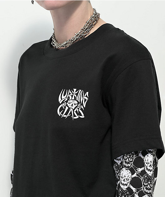 Lurking Class by Sketchy Tank Bones Black 2fer Long Sleeve T-Shirt