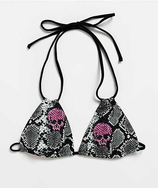 Lurking Class by Sketchy Tank Burmese Snakeskin Triangle Bikini Top
