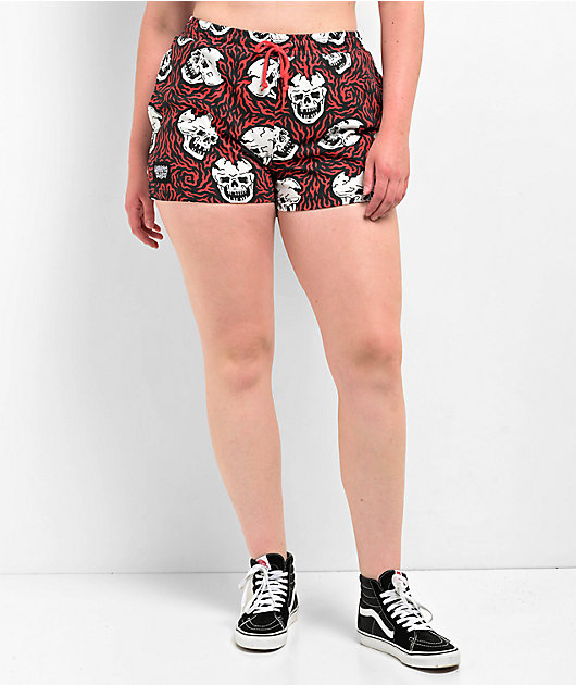 Lurking Class by Sketchy Tank Burner Black & Red Board Shorts