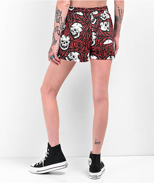 Lurking Class by Sketchy Tank Burner Black & Red Board Shorts