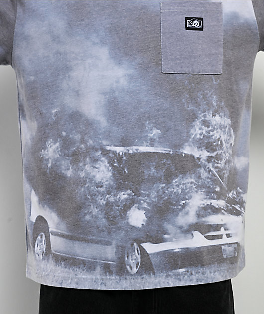 Lurking Class by Sketchy Tank Car Fire Grey Pocket T-Shirt