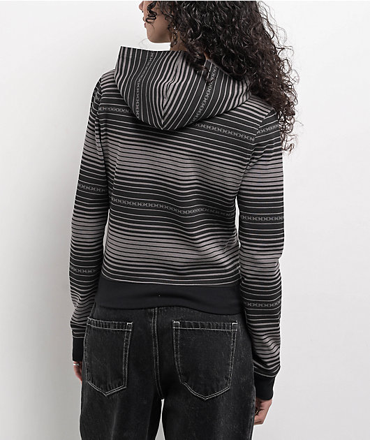 Lurking Class by Sketchy Tank Chain Stripe Black & Grey Zip Hoodie