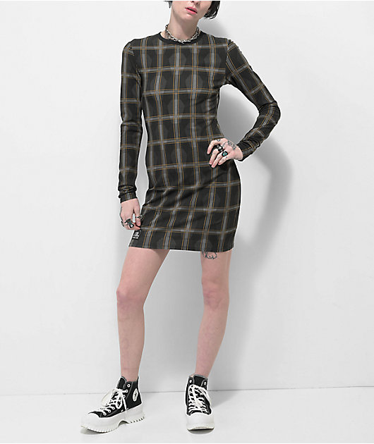 Lurking Class by Sketchy Tank Coffin Black Plaid Dress