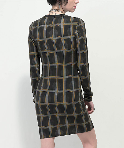 Lurking Class by Sketchy Tank Coffin Black Plaid Dress