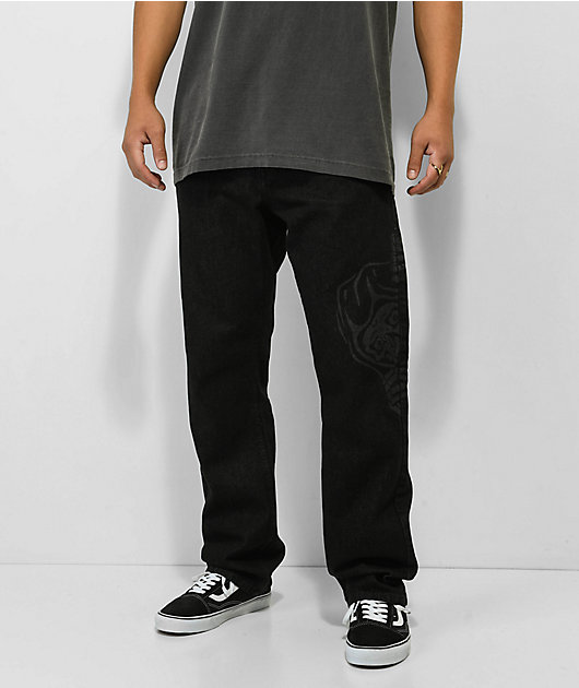 ★ DIAGONAL★ SIDE FASTEN DENIM PANTS black DA233PT06BK Lurking Class by Sketchy Tank Corner Denim Black Jeans | Zumiez