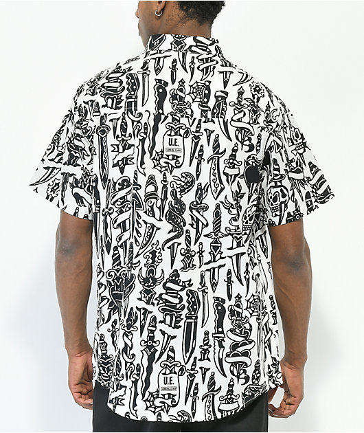 Lurking Class by Sketchy Tank Daggers Black & White Short Sleeve Button ...