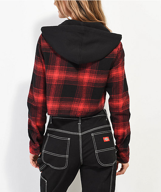 Red and black flannel best sale with hood