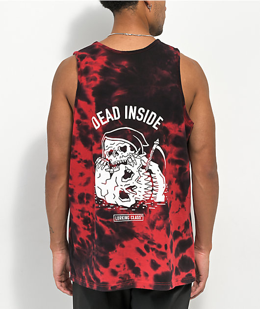 Lurking Class by Sketchy Tank Dead Inside Black Red Tie Dye Tank