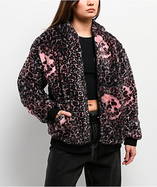 Lurking Class by Sketchy Tank Death Leopard Black & Pink Faux Fur