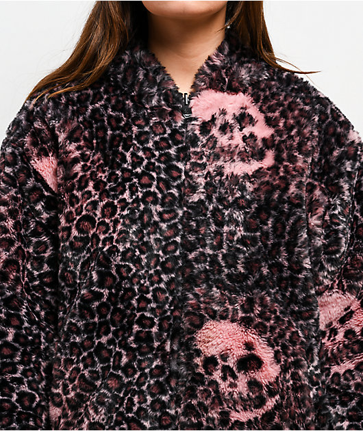 Lurking Class by Sketchy Tank Death Leopard Black & Pink Faux Fur