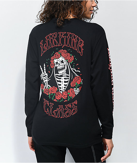 Lurking Class by Sketchy Tank Dertha Rose Black Long Sleeve T-Shirt
