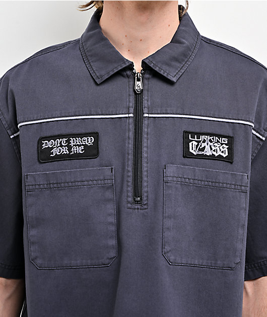 Lurking Class by Sketchy Tank Don't Pray For Me Charcoal Quarter Zip Work Shirt