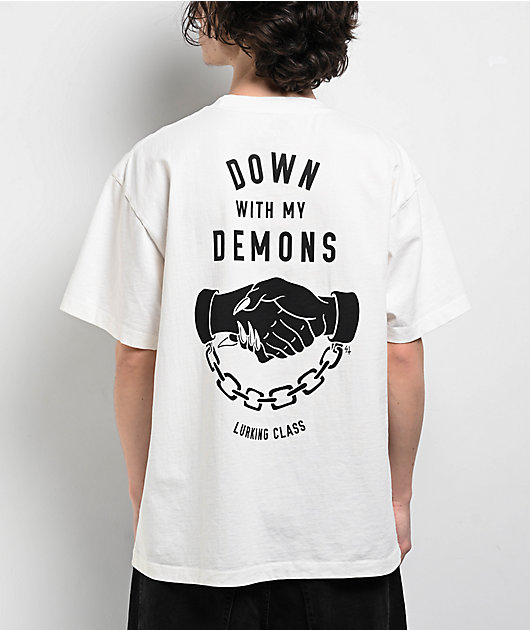 Lurking Class by Sketchy Tank Down With My Demons White T
