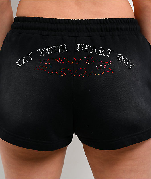 Lurking Class by Sketchy Tank Eat Your Heart Out Black Wash Fleece Shorts