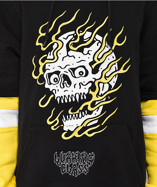 Lurking Class by Sketchy Tank Fire sudadera con capucha negra y amarilla