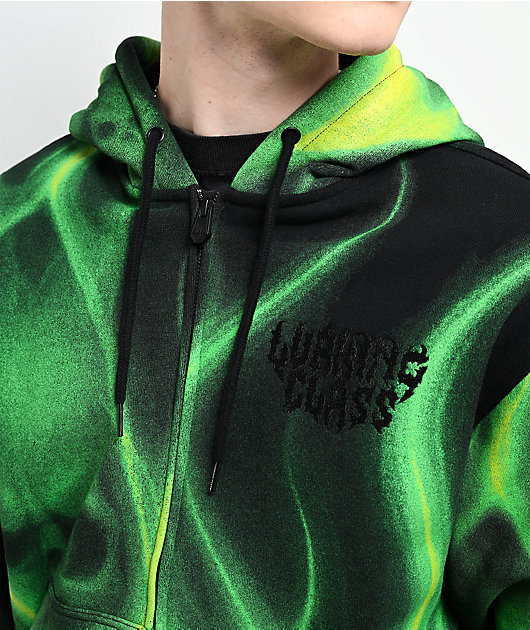 Lurking Class by Sketchy Tank Ghost Rider Black & Green Crop Zip Hoodie