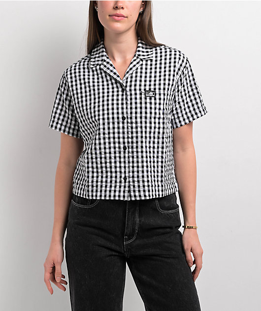 Lurking Class by Sketchy Tank Gingham Thorn Black & White Flannel
