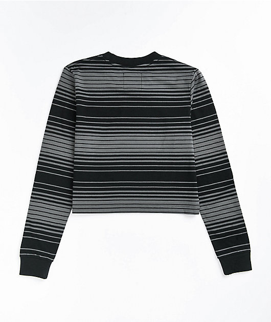 Lurking Class by Sketchy Tank Hombre Black u0026 Grey Stripe Crop Long Sleeve T- Shirt