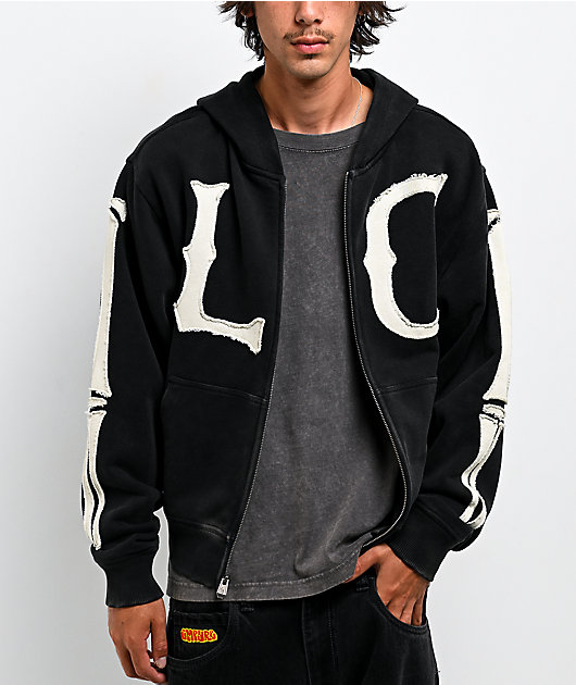 Lurking Class by Sketchy Tank Home Team Black Crop Zip Hoodie
