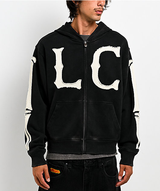 Lurking Class by Sketchy Tank Home Team Black Crop Zip Hoodie