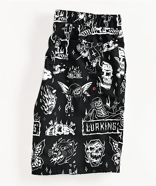 Lurking Class by Sketchy Tank Hotbox Flash Black Board Shorts