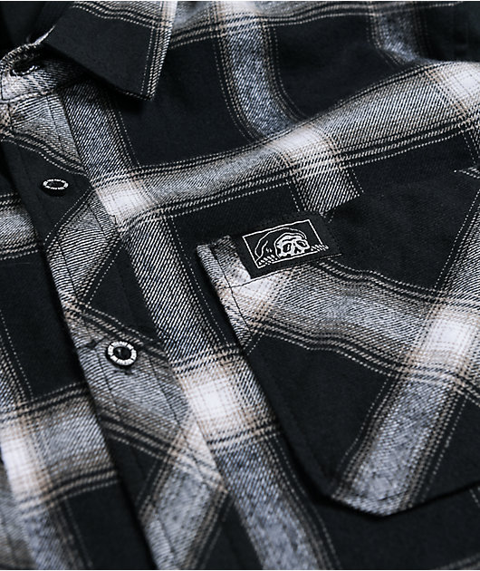 Lurking Class by Sketchy Tank K-9 Black & White Plaid Hooded Flannel