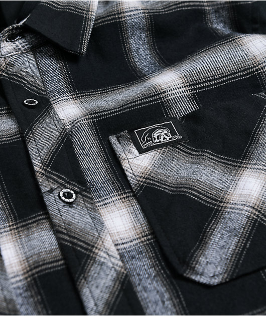 Lurking Class by Sketchy Tank K-9 Black & White Plaid Hooded Flannel Shirt