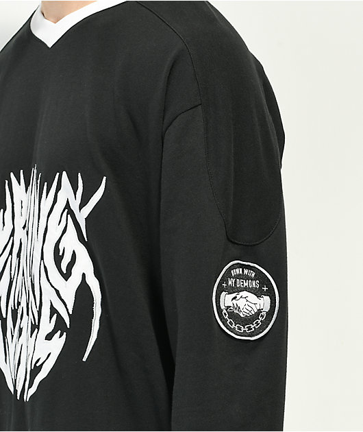 Lurking Class by Sketchy Tank Black & White Pinstripe Baseball Jersey