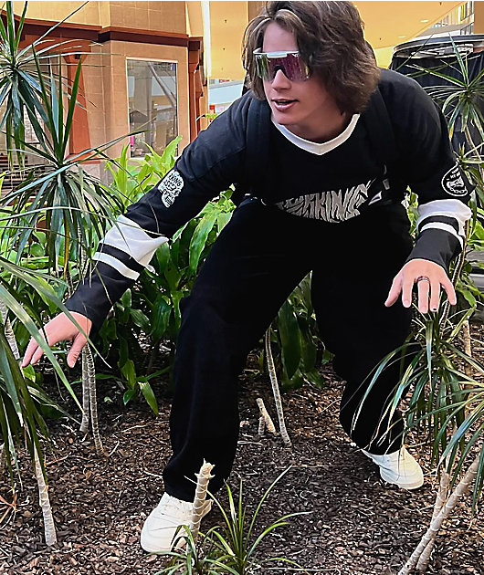 Lurking Class by Sketchy Tank Black & White Pinstripe Baseball Jersey - Men's Size L - Black Unisex Jerseys at Zumiez